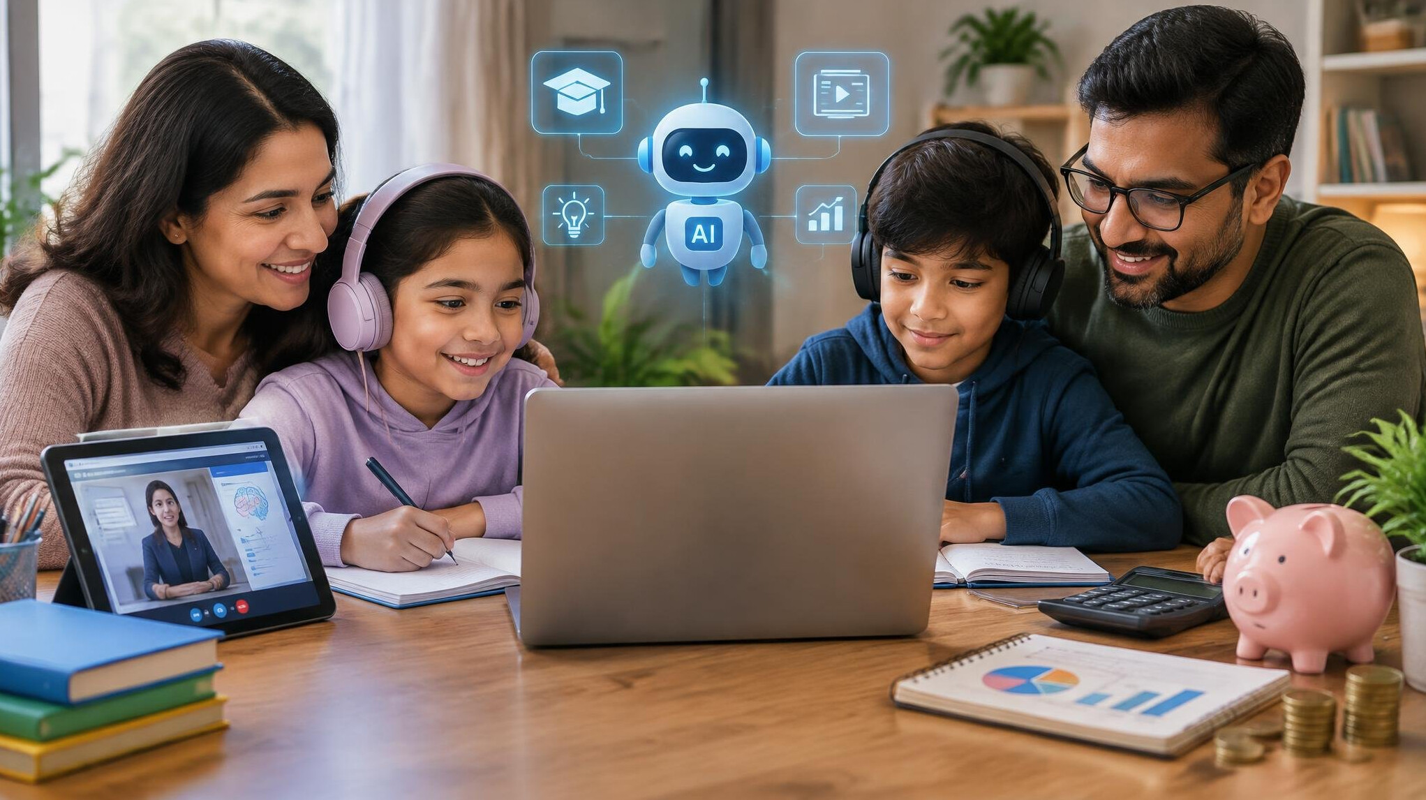 family using ai for online courses