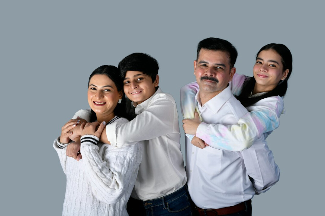 happy family celebrating achievement