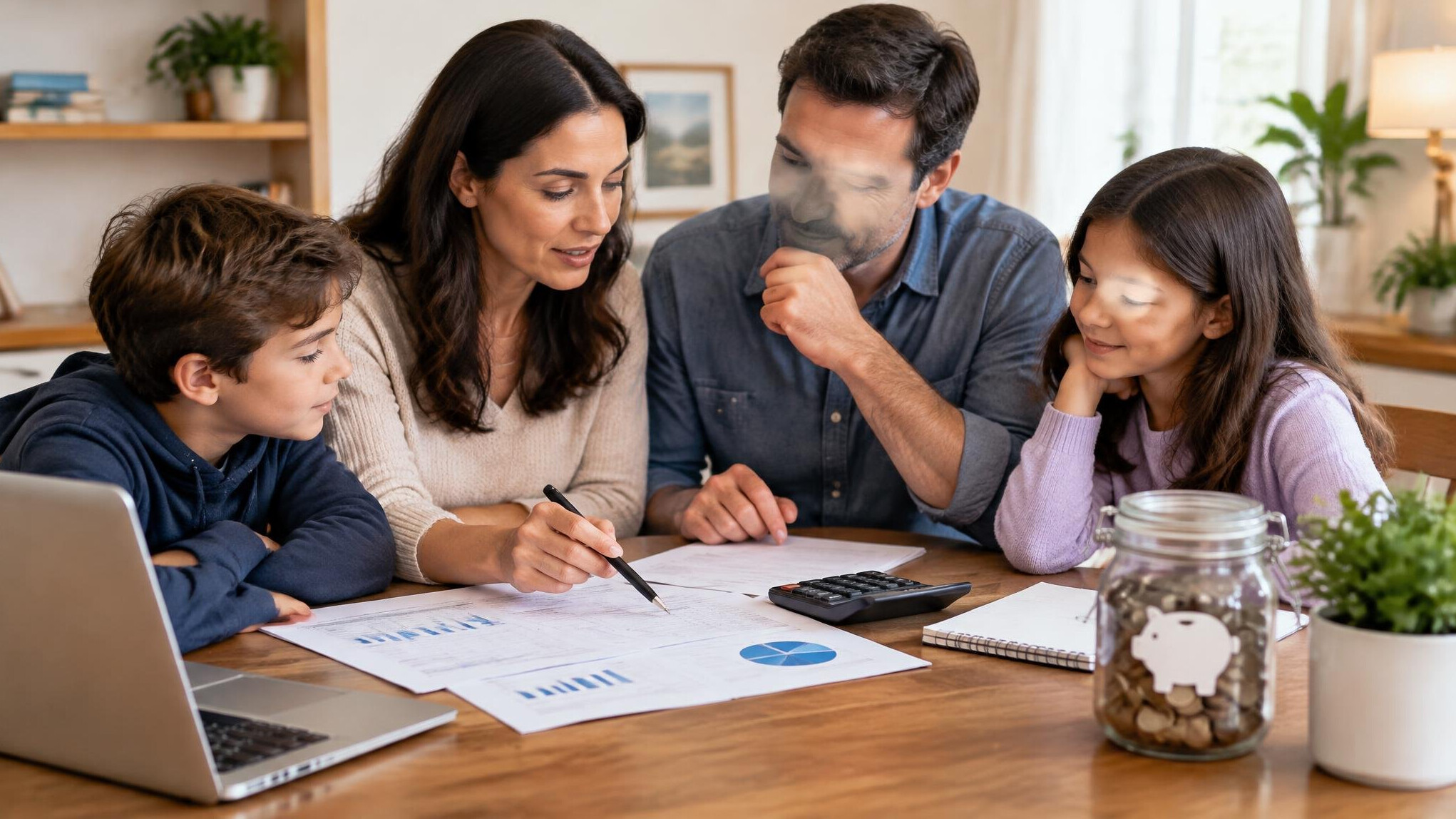 family budgeting together